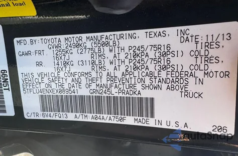 2014 Toyota Tacoma Base V6 из США, поврежденный, VIN 5TFLU4ENXEX089541